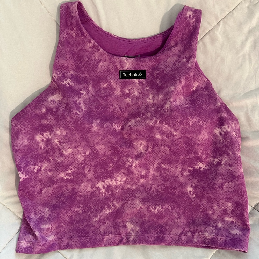 Reebok Women's Tie-Dye Purple Crop Top